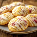 Freshly baked Lemon Raspberry Cookies with lemon zest and raspberries